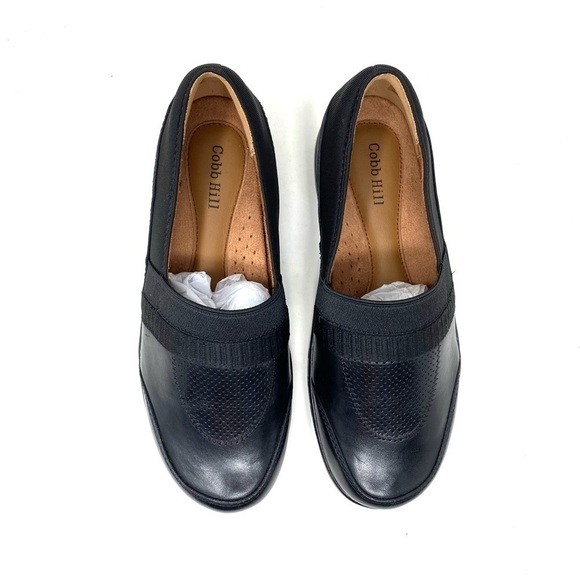 Cobb Hill Penfield A Line Casual Black Leather Slip-On (Women\'s) WIDE
